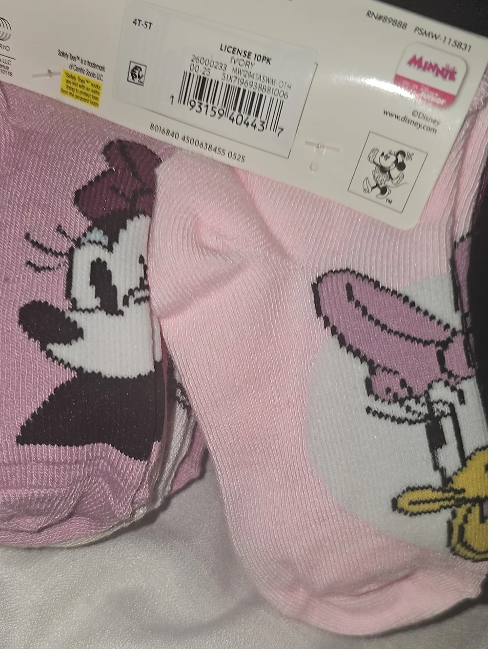 Disney-Junior Minnie Mouse Toddler Size 4T-5T Ankle Socks 10 Pair Multicolor New